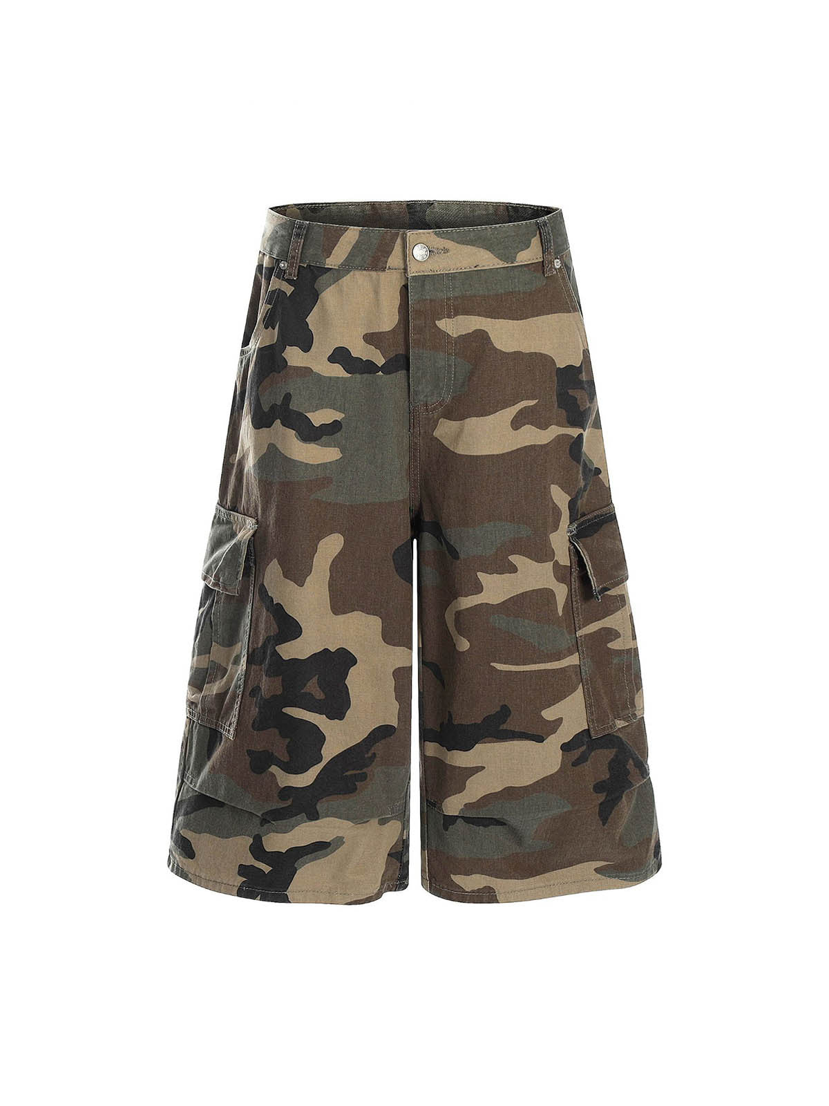 Unisex Camo Cargo Culottes with Utility Pockets – Lightweight Outdoor Pants for Spring/Summer