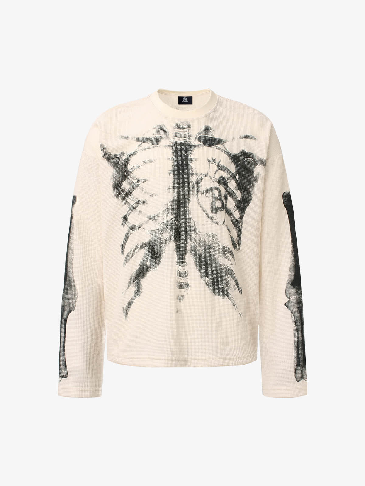 Skeleton Print Long Sleeve T-Shirt for Men – Edgy Streetwear Tee for Fall and Winter