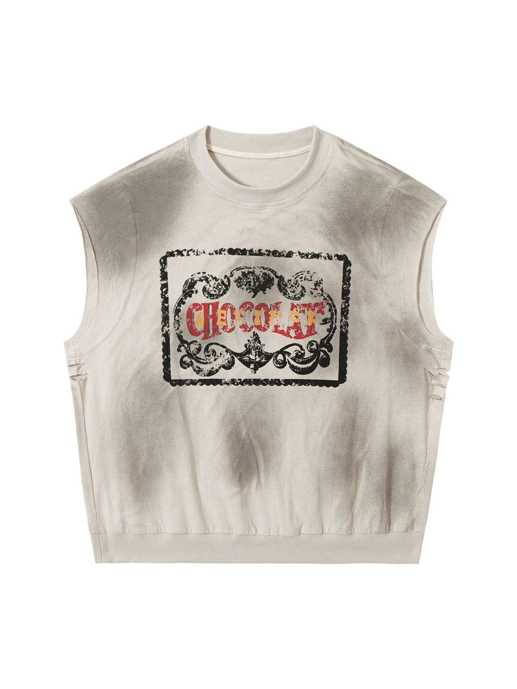 Vintage "CHOCOLAT" Graphic Sleeveless Sweatshirt – Casual Cotton Blend Tee for Men and Women