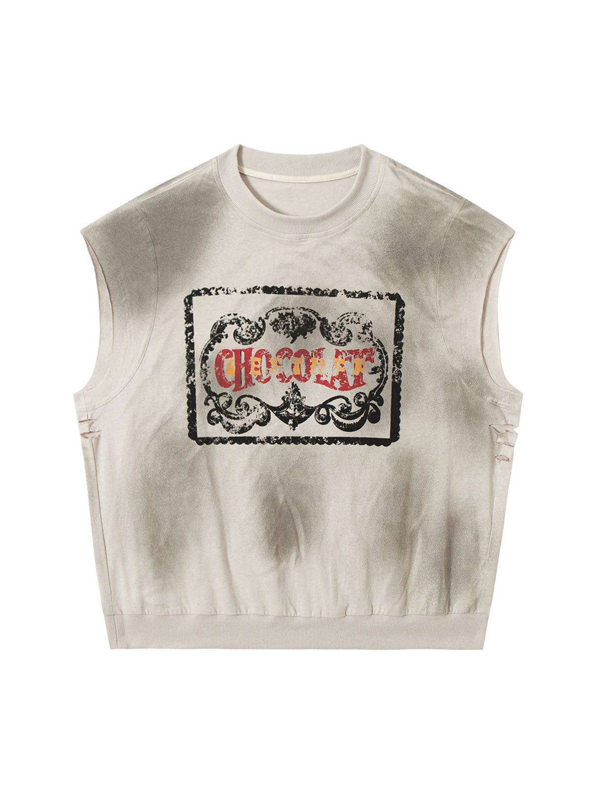 Vintage "CHOCOLAT" Graphic Sleeveless Sweatshirt – Casual Cotton Blend Tee for Men and Women