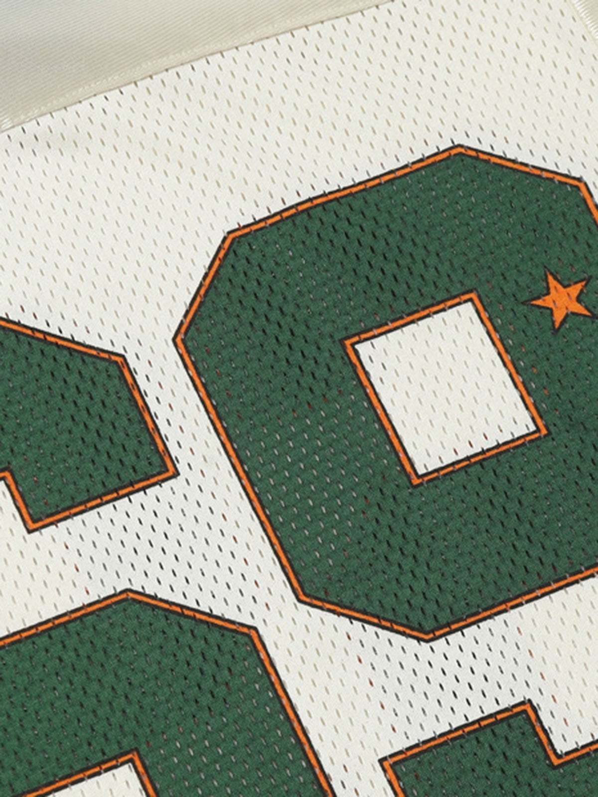 Green and White Sports Jersey with Star Detail – Breathable Mesh Athletic Tee for Spring and Summer