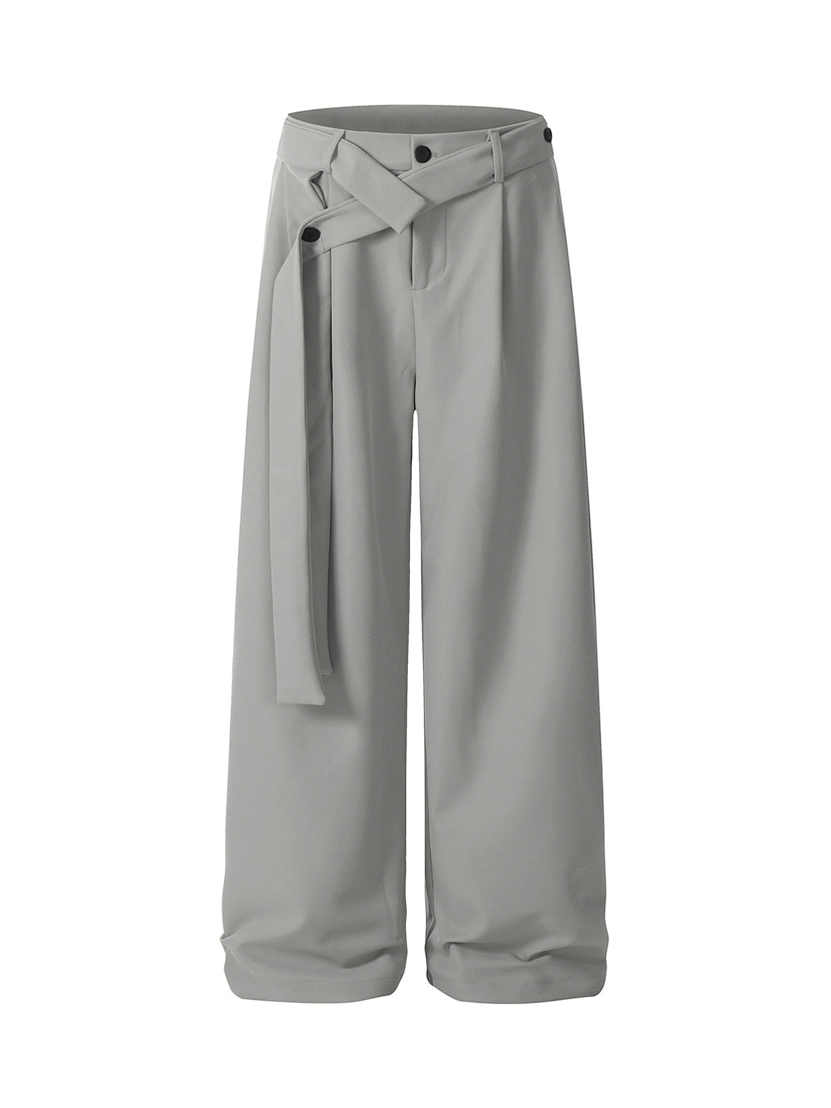 Men’s Wide-Leg Pants with Adjustable Belt and Button Waist – Smart Casual Trousers for Spring/Autumn