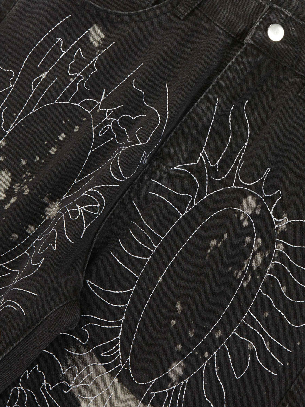 Black Distressed Denim Jeans with Elastic Waist – Straight-Leg Streetwear for Fall and Winter