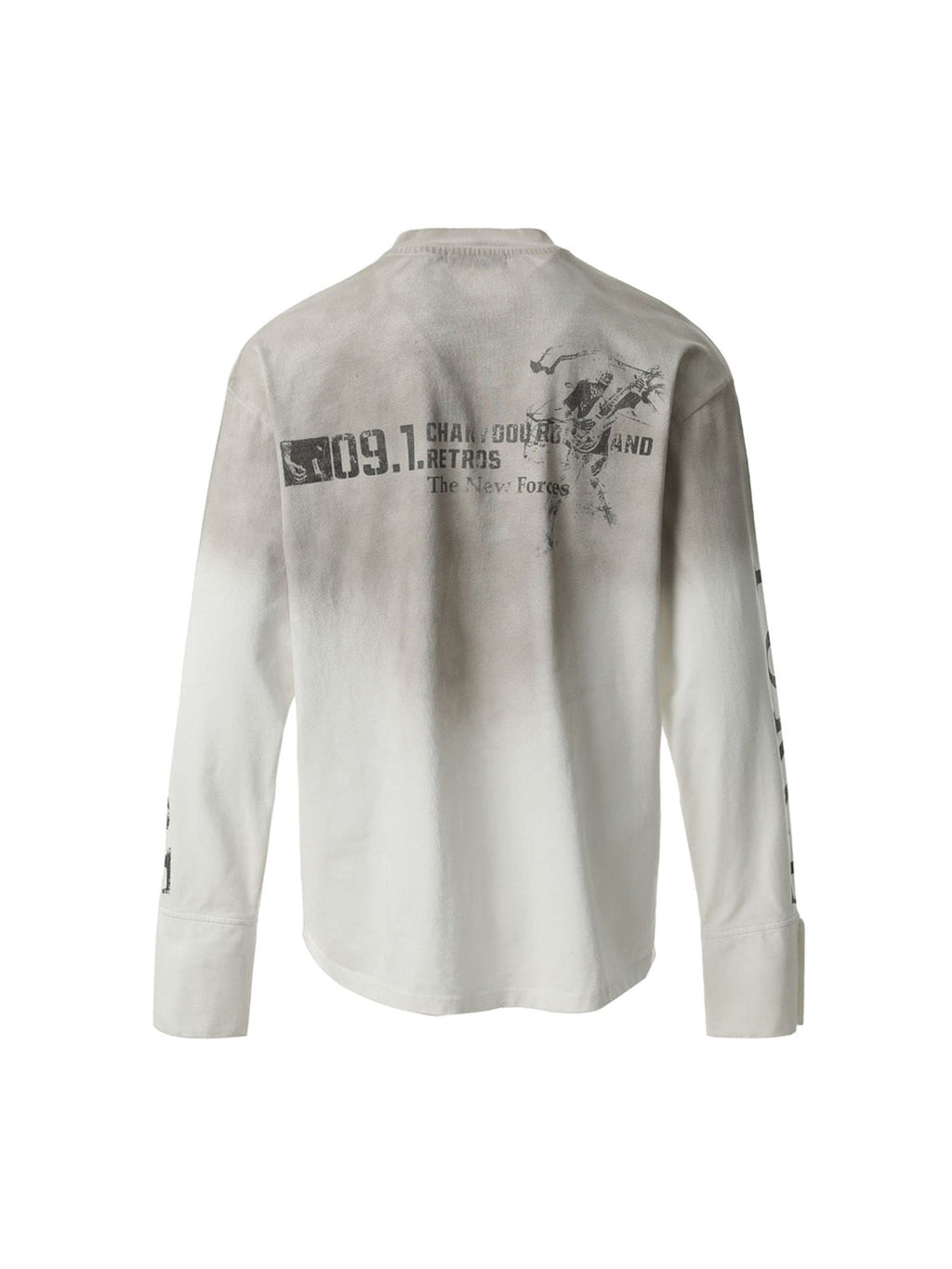 Distressed Number 09 Long Sleeve Top – Sporty Casual Cotton Tee for Spring and Fall