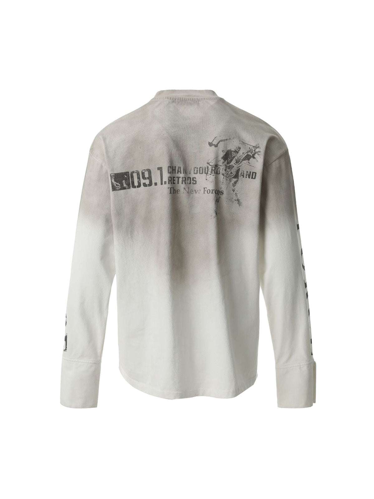 Distressed Number 09 Long Sleeve Top – Sporty Casual Cotton Tee for Spring and Fall