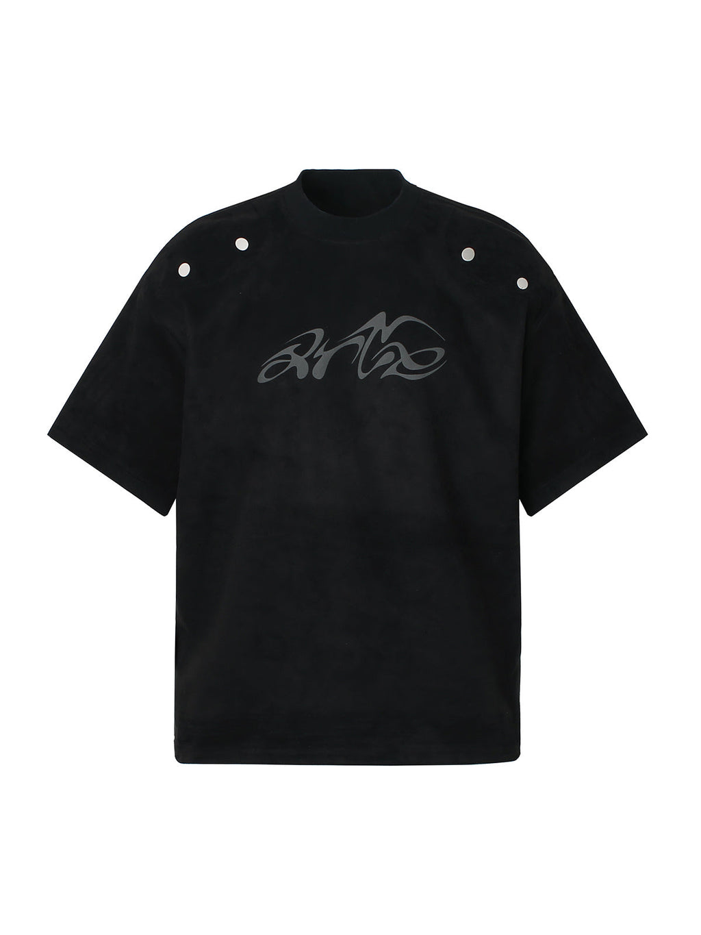 Black Embroidered Logo Short-Sleeve Shirt – Casual Cotton Button-Down for Men and Women
