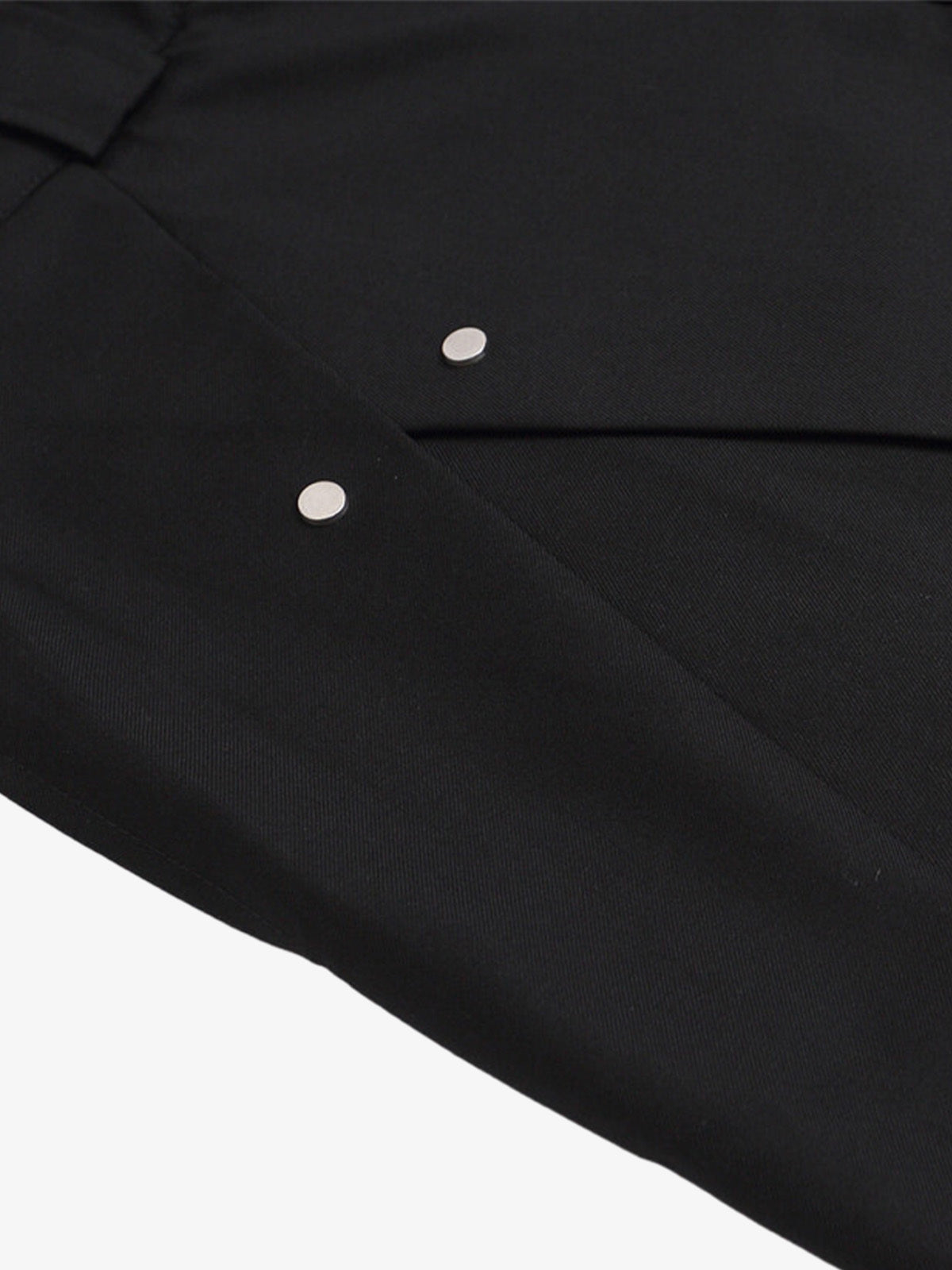 Men’s Black Wide-Leg Shorts with Tassel Accent and Asymmetrical Hem – Stylish Warm-Weather Streetwear