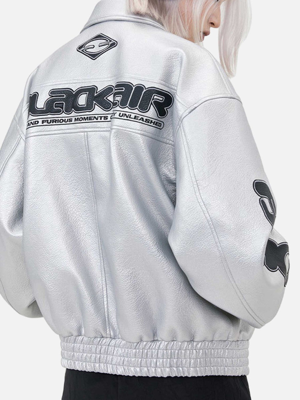 Reflective Bomber Jacket with Star Graphic Print – Lightweight Satin Streetwear Jacket for Men and Women