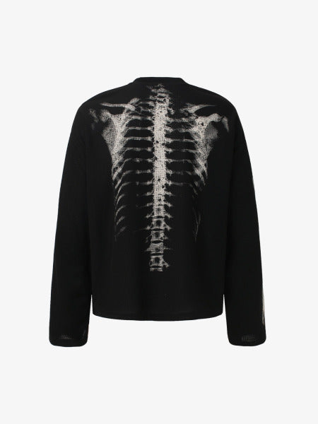 Skeleton Print Long Sleeve T-Shirt for Men – Edgy Streetwear Tee for Fall and Winter