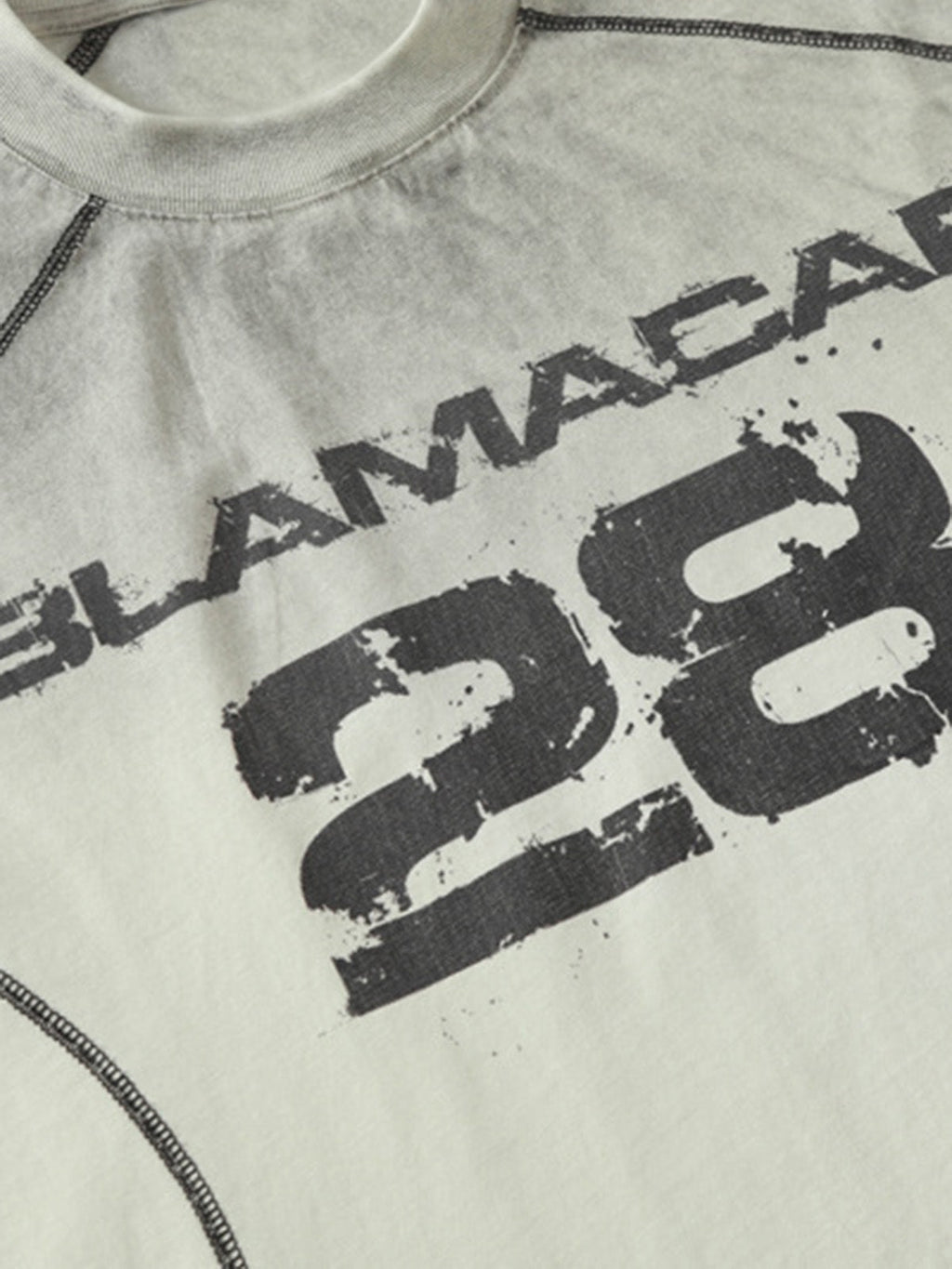 Distressed Graphic Tee with Bold Number Print – Casual Sporty Cotton T-Shirt for Spring and Summer