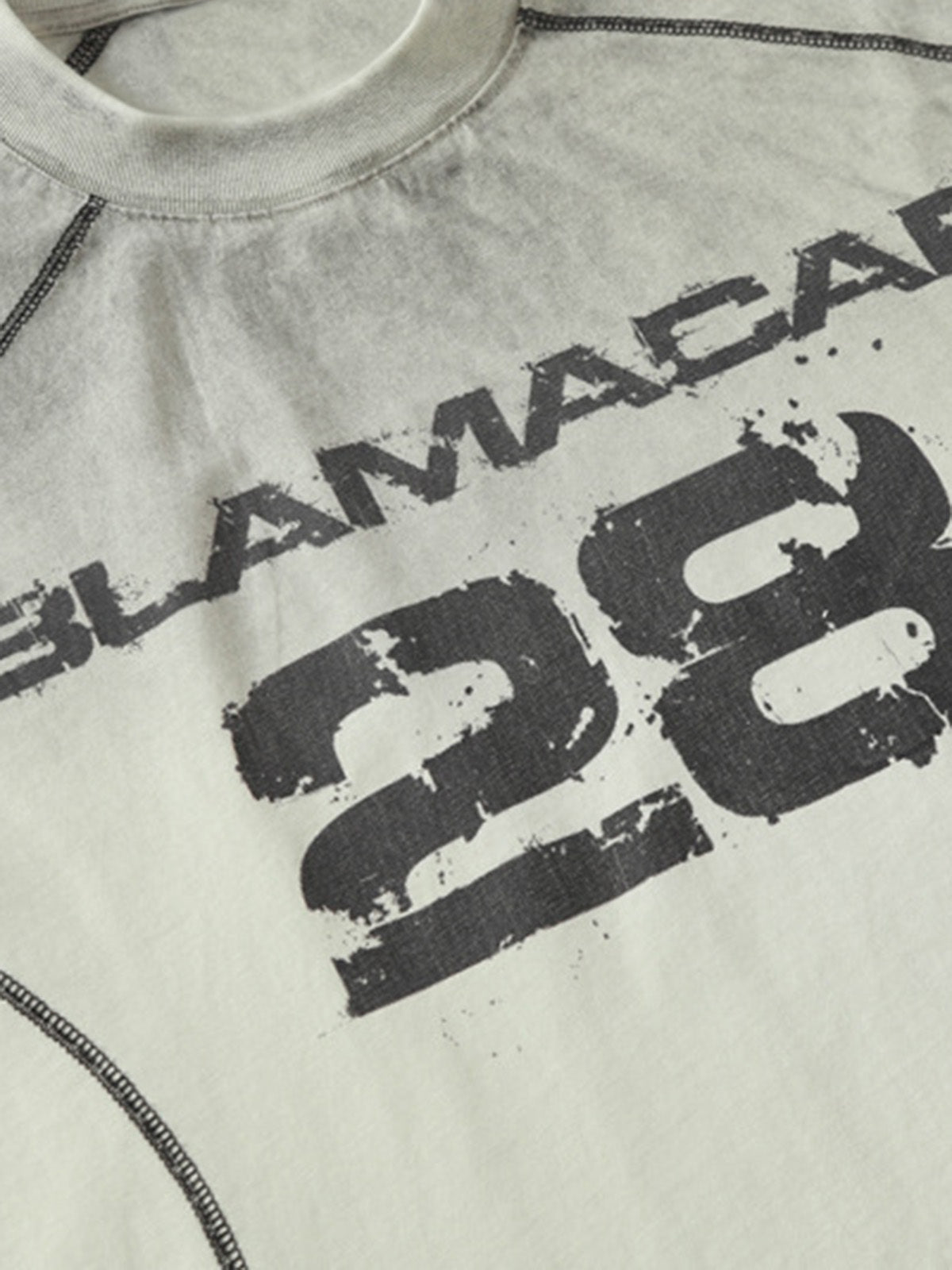 Distressed Graphic Tee with Bold Number Print – Casual Sporty Cotton T-Shirt for Spring and Summer