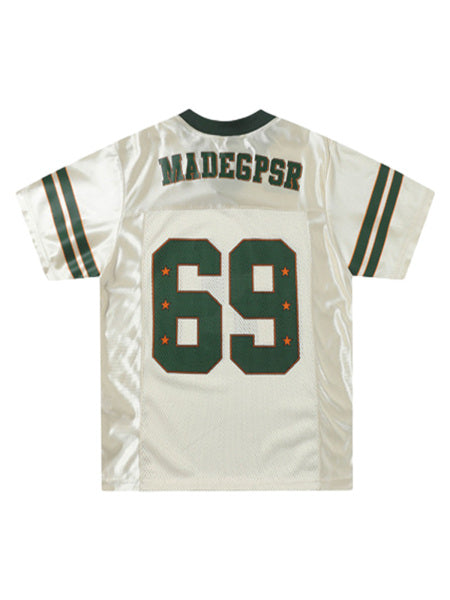 Green and White Sports Jersey with Star Detail – Breathable Mesh Athletic Tee for Spring and Summer
