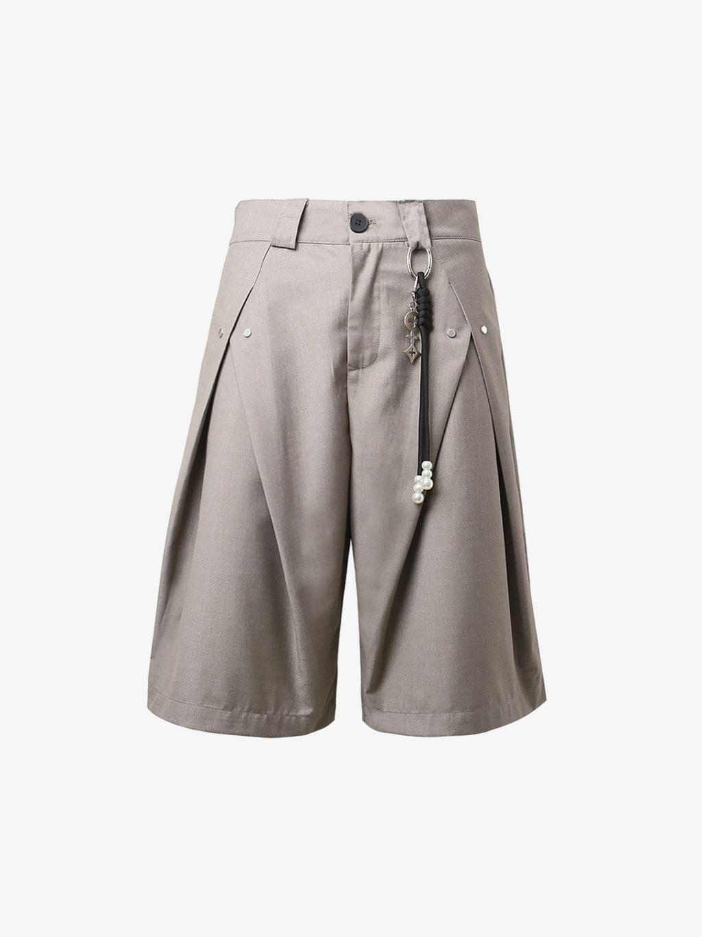 Men’s Black Wide-Leg Shorts with Tassel Accent and Asymmetrical Hem – Stylish Warm-Weather Streetwear