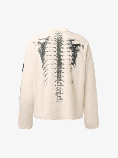 Skeleton Print Long Sleeve T-Shirt for Men – Edgy Streetwear Tee for Fall and Winter